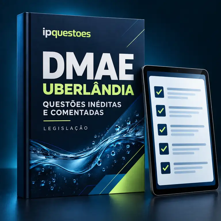 Apresentação ilustrativa do material de questões inéditas e comentadas ipquestoes para o DMAE Uberlândia.